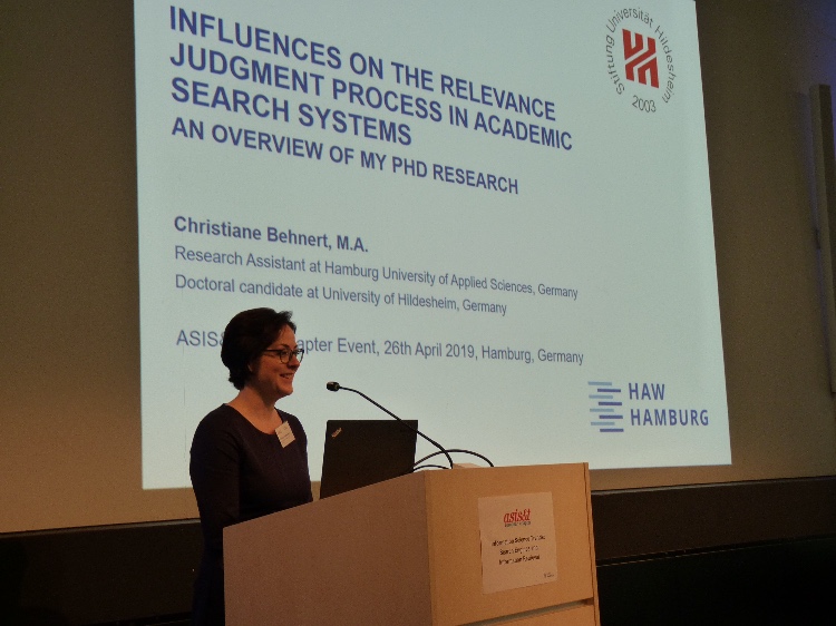Christiane Behnert speaking at the ASIS&T European Chapter event at HAW Hamburg